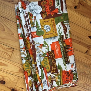 1970s Vintage Collage Pattern Fabric