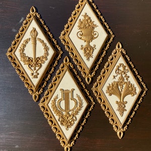 1970s Wall Plaques Set of 4 | Homco | Regency Style