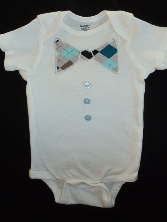 Items similar to baby boy bow tie custom onesie with button
