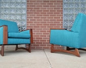 Mid Century Modern Adrian Pearsall Style Turquoise Lounge Chairs