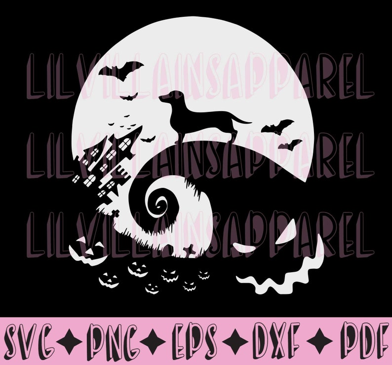 Halloween Dachshund dog and Moon SVG Dachshund SVG | Etsy