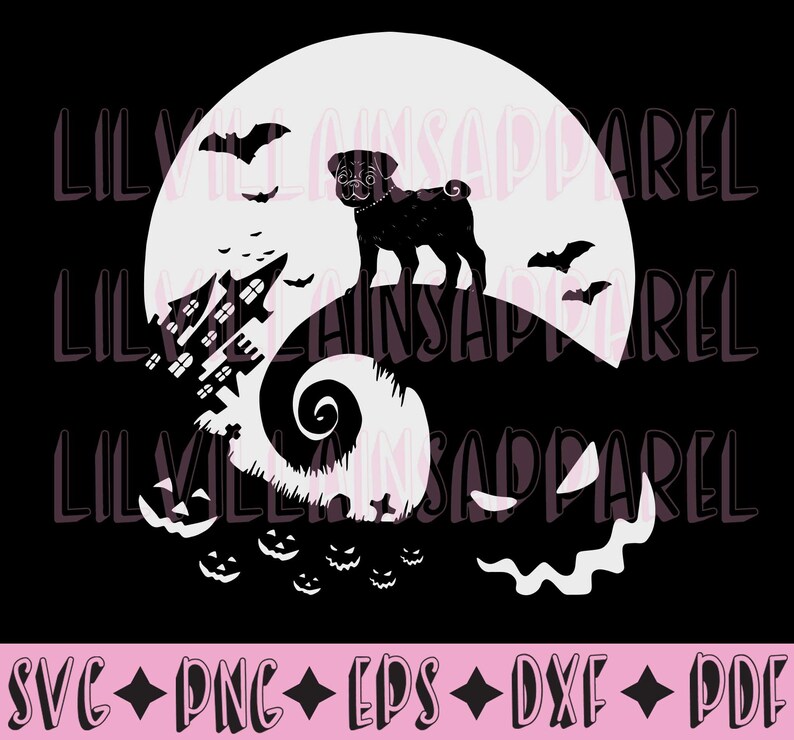 Download Halloween Pug dog and Moon SVG Pug SVG Halloween Cricut | Etsy