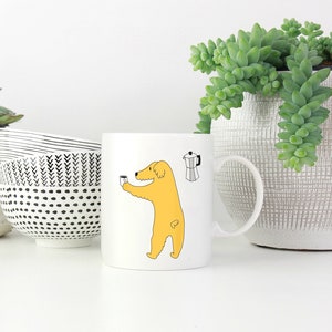 Cute Dog Mug, Dog Drinking Coffee, Gift for Coffee Lovers, Office Gift, Gift for Dog Lovers, Cute Cartoon Dog, Mokka Pot, Mokka Coffee,