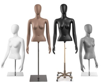 Female Egghead Torso Mannequin with Arms on Base (MP Series by TSC Forms)