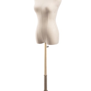 Female Display Dress Form in Natural Canvas on Heavy Duty Metal Rolling Base by TSC image 5