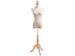 Female Display Dress Form in Natural Canvas on Traditional Wood Tripod Base by TSC 