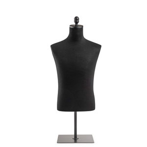 Male Display Dress Form in Black Jersey on Metal Tabletop Base by TSC