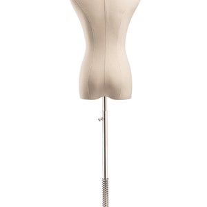 Female Display Dress Form in Natural Canvas on Heavy Duty Metal Rolling Base by TSC image 6