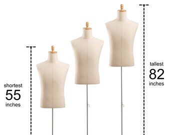 Female Dress Form Mannequin - Canvas Torso On Wood Base, Adjustable Height For Sewing & Display