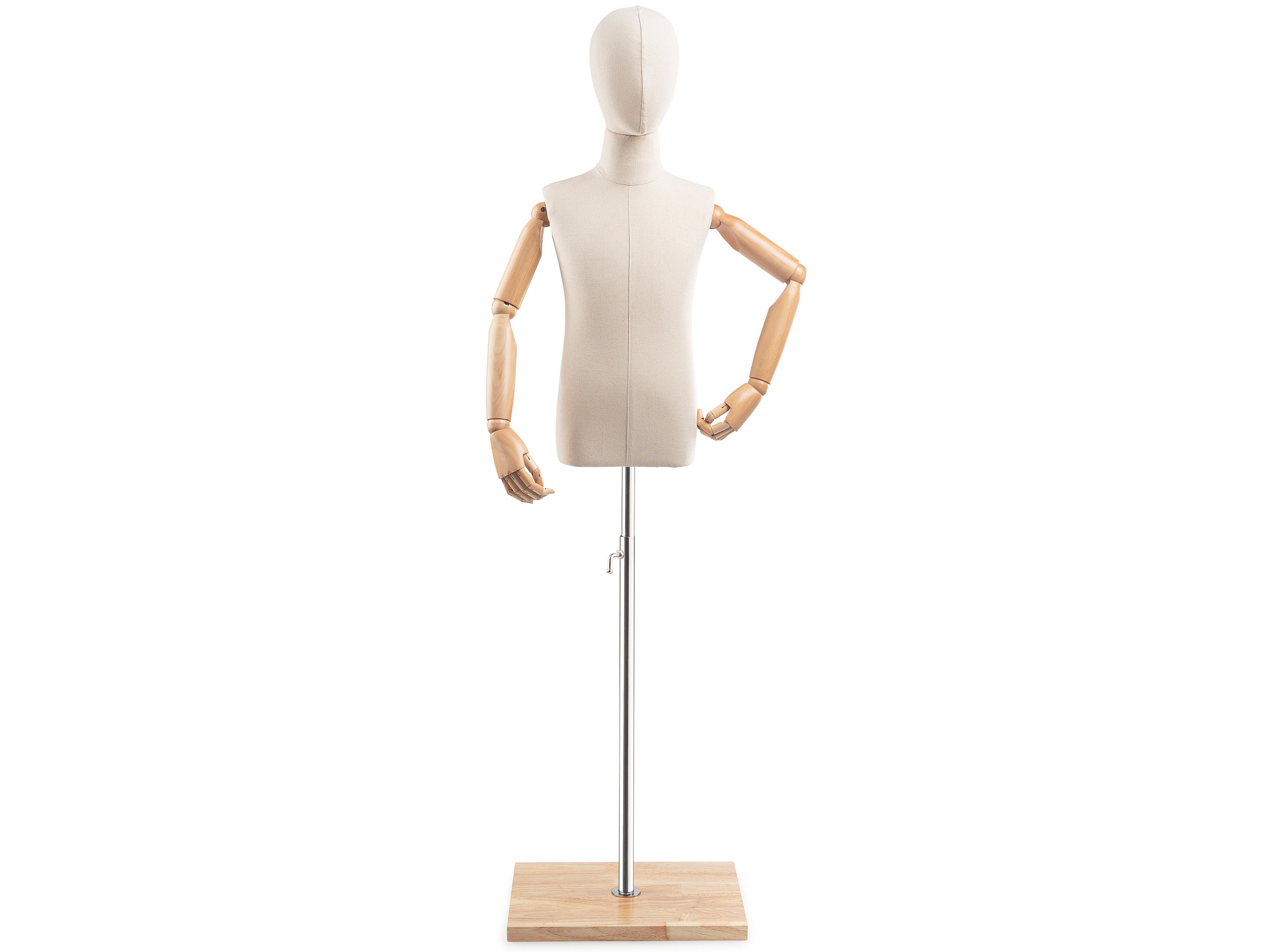 Adjustable Height Female Mannequin, Half Body Mannequin With Metal Base,  Adult Mannequin With Wooden Hand, Flexible Wooden Finger, LG806 