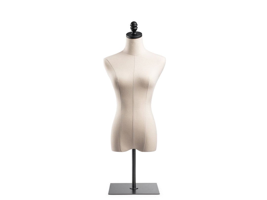 Female Display Dress Form in Natural Canvas on Metal Tabletop Base by ...