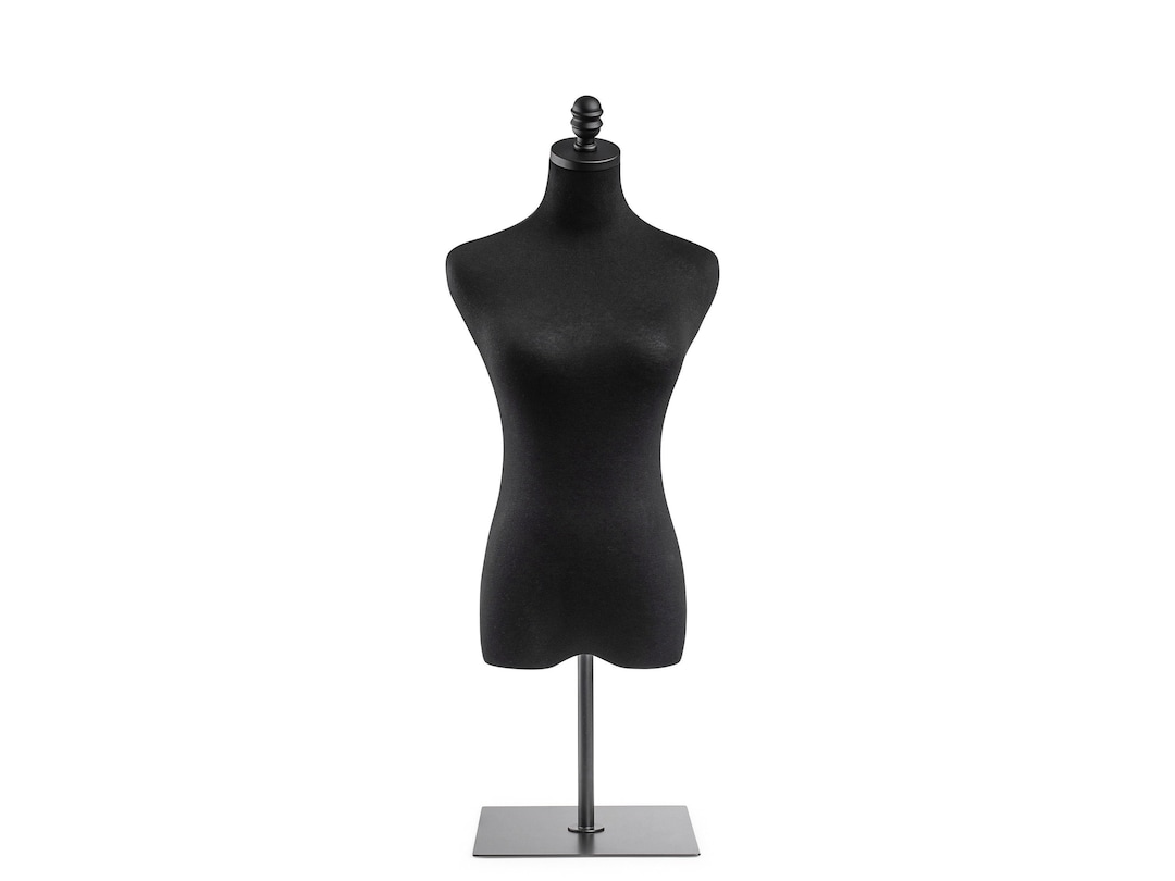 Female Display Dress Form in Black Jersey on Metal Tabletop Etsy