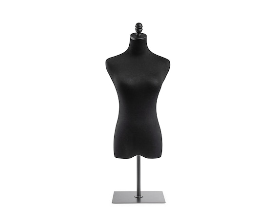Female Dress Form Mannequin - Canvas Torso On Wood Base, Adjustable Height For Sewing & Display - View #8