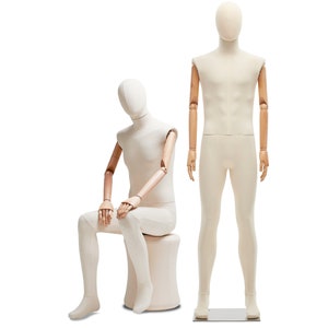 Male Full Body Fabric Wrapped Mannequin in Standing or Sitting Pose (WP Series by TSC Forms)