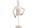 Male Display Dress Form in Natural Canvas on Modern Wood Flat Base by TSC (Arms & Head Edition) 