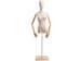 Female Display Dress Form in Natural Canvas on Modern Wood Flat Base by TSC (Arms & Head Edition) 