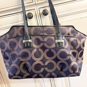 Authentic COACH TAYLOR Op Art Handbag Purse  Tote Brown on Brown