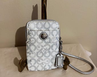 Vintage Coach Y2k Signature Top Handle Striped Metallic Mini Bag 