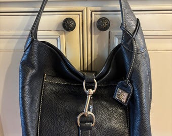 Vintage Dooney Bourke Black Pebble Leather Shoulder Bag Authentic Purse