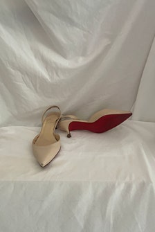 Christian Louboutin - Authenticated Heel - Leather Beige Plain for Women, Very Good Condition