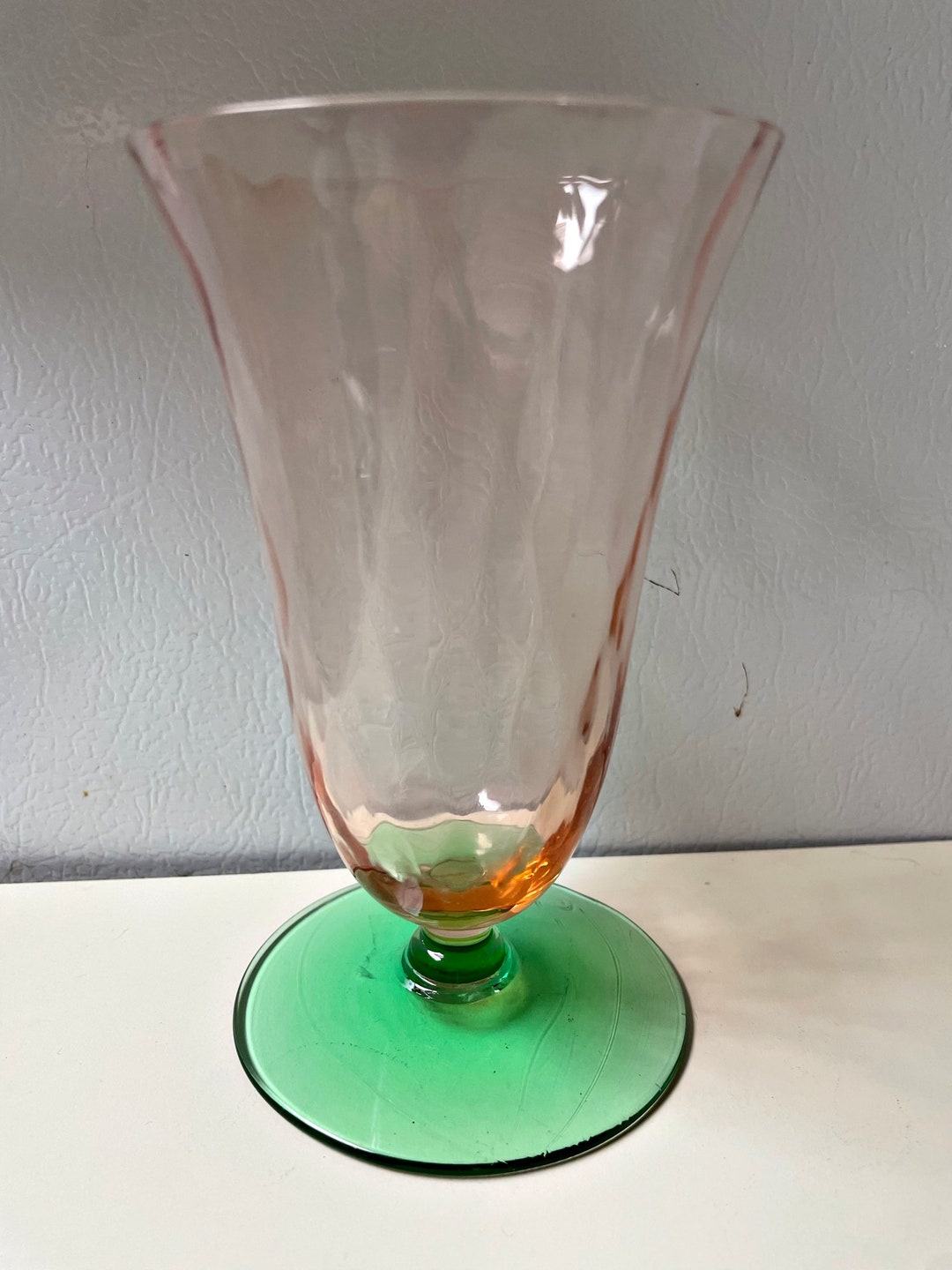 Tiffin Uranium WATERMELON Glass Footed Tumbler Etsy