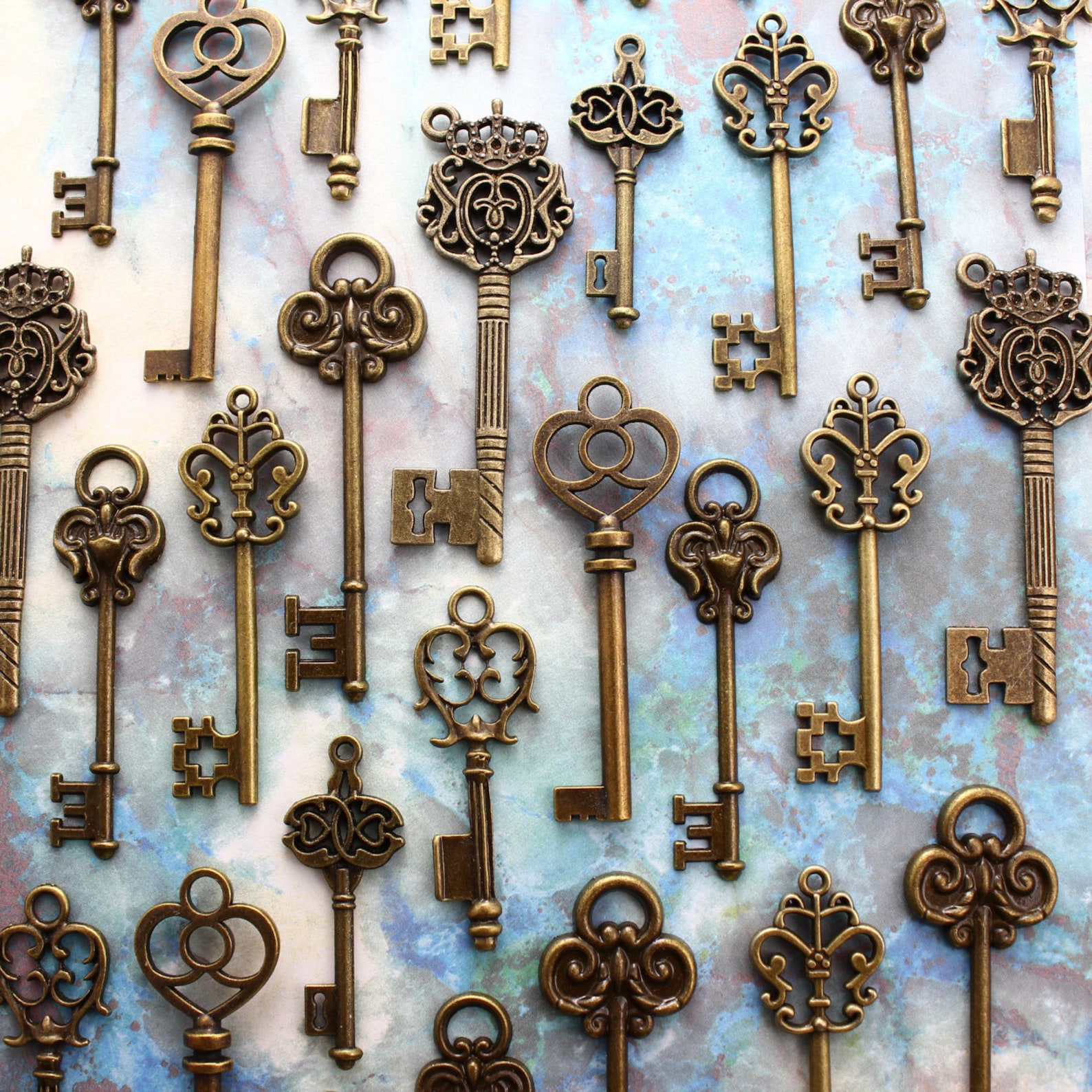 70 Antiqued Brass Skeleton Key Collection Keys Of July Etsy