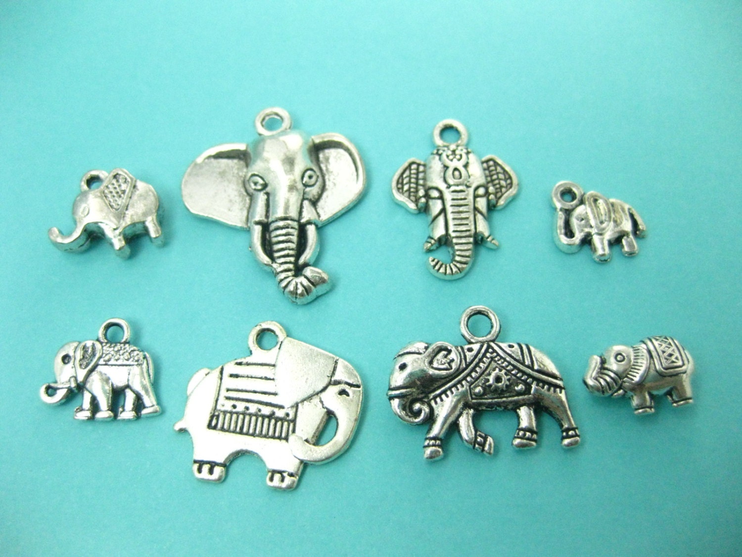 16 Mix Elephant Charms Collection Mix Antique Silver Pendants Etsy