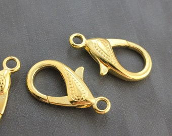 Extra Large Gold Tone Heart Lobster Claw Clasp