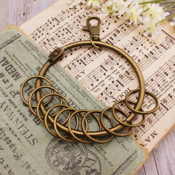 Set of 3 1/4" Large Ring w/ 10 Small Rings and Lobster Brass Plated Metal Rings