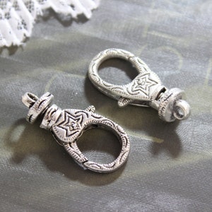 Large Lobster Claw Clasps Engraved Silver Star Rotating Swivel 5 Pieces