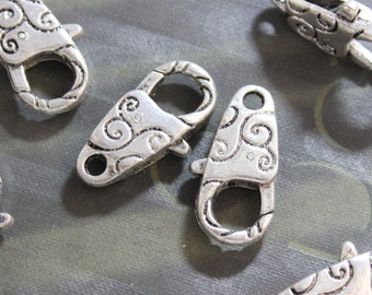 Large Lobster Claw Clasp, Antique Silver Lobster 5 Pieces