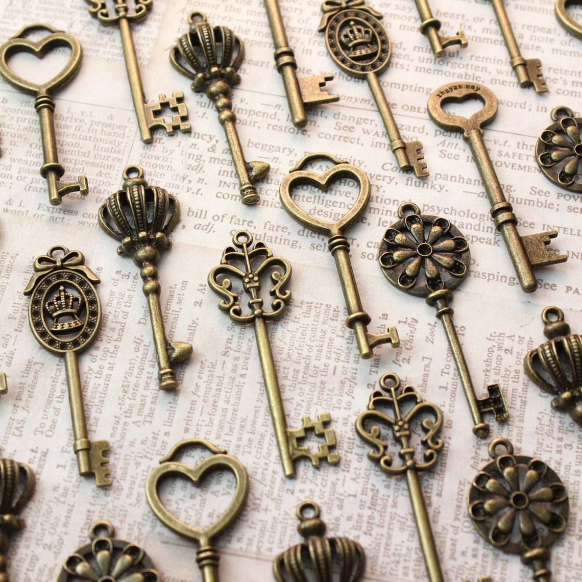 60 Vintage Style Keys Collection Antique Brass Wedding Key Etsy