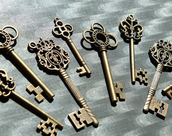 Skeleton Key Collection  antiqued bronze Double Sized wholesale Alice in Wonderland party wedding decorations