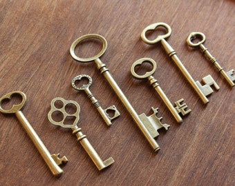 28 Vintage old look Master Keys Collection Antiqued Brass Double Sided  Wholesale Lot Bulk