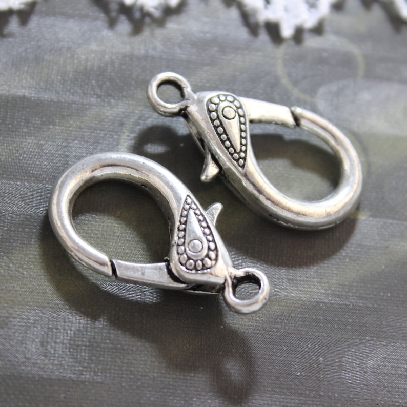 Extra Large Heart Lobster Claw Clasp Antique Silver Lobster 5 Etsy