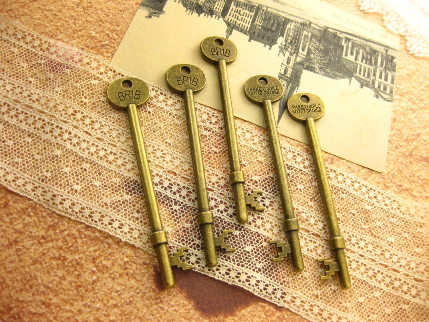 10 Extra Large Skeleton Key Giant 3.55'' Double Sided Etsy