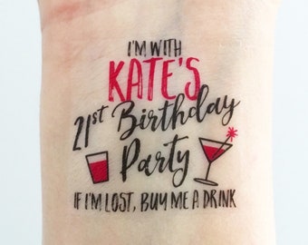 Custom Birthday Temporary Tattoos - Girls Night Out!