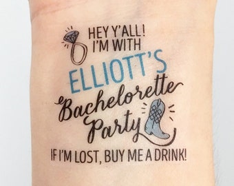 Custom Bachelorette Party Temporary Tattoos - Southern Girl
