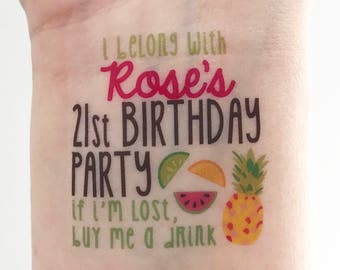 Custom Birthday Temporary Tattoos - Tropical Fruit
