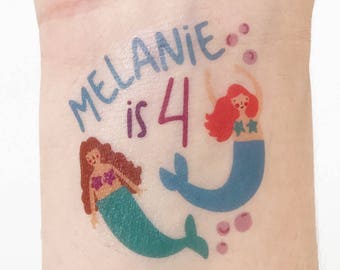 Tatuajes Temporales De La Sirenita Para Fiesta De Princesas. 8 Favores Infantiles. Ariel Y Flounder.