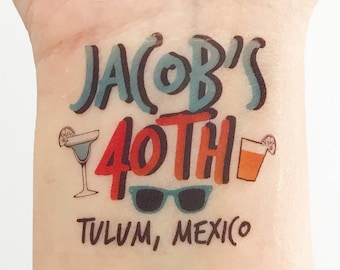 Custom Cocktail Birthday Party Temporary Tattoos