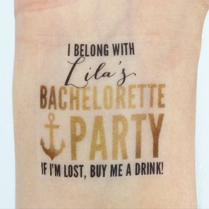 Custom Bachelorette Party Temporary Tattoos Glam Gold ANCHOR image 1