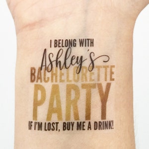 Custom Bachelorette Party Temporary Tattoos- Glam Gold
