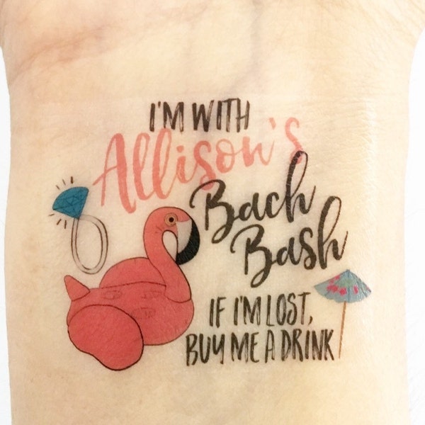 Custom Bachelorette Party Temporary Tattoos - Flamingo Pool Float