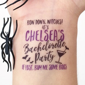 15 Custom Bachelorette Party Temporary Tattoos Halloween image 1