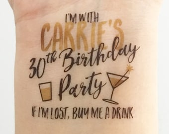 Custom Birthday Temporäre Tattoos - Gold Glam!