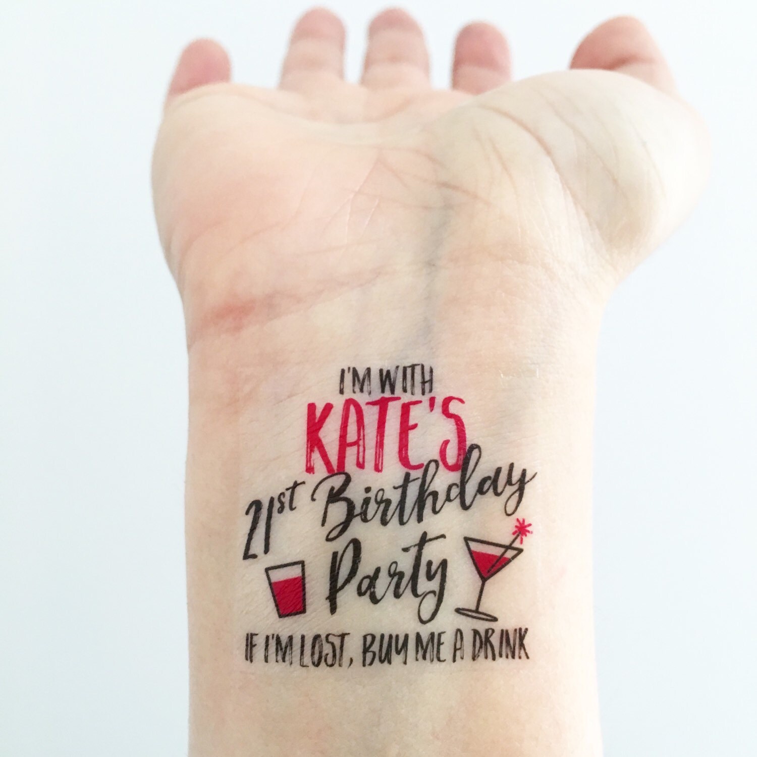 Custom Birthday Temporary Tattoos Girls Night Out Etsy