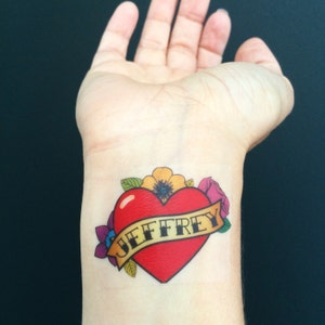 Custom Old School Heart Temporary Tattoos image 3
