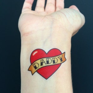 Custom Old School Heart Temporary Tattoos image 2