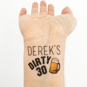 Dirty Thirty Birthday Party Temporary Tattoos- Beer Mug